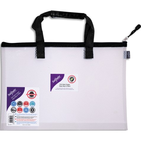 Sac zippé EVA Mesh A3 anse noire, sangle de transport avec prise en main 48 x 35 cm