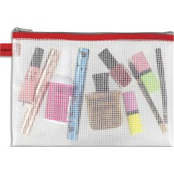 Pochette A5 fourre-tout renforcée ''Eva Mesh'' zip métal 3 coloris : jaune, bleu, rouge