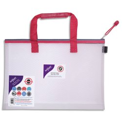 Sac zippé EVA Mesh A3 anse rouge, sangle de transport avec prise en main 48 x 35 cm