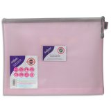 Pochette fourre-tout renforcée ''Eva Mesh Pastel'' A4 Rose 280 x 360 x 50 mm