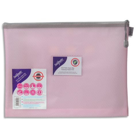Pochette fourre-tout renforcée ''Eva Mesh Pastel'' A4 Rose 280 x 360 x 50 mm