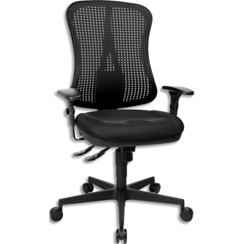 Fauteuil noir Break dossier filet cintré mécanisme synchrone accoudoirs réglables