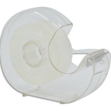 Dévidoir escargot transparent rechargeable +1 rouleau adhésif transparent 19 mmX33m Dim :67x67x23mm