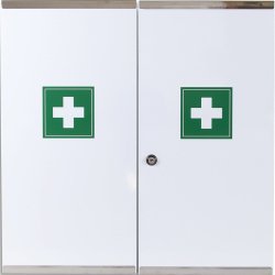 Armoire à Pharmacie 2 portes double en metal, serrure à clé 53 x 53 x 20 cm