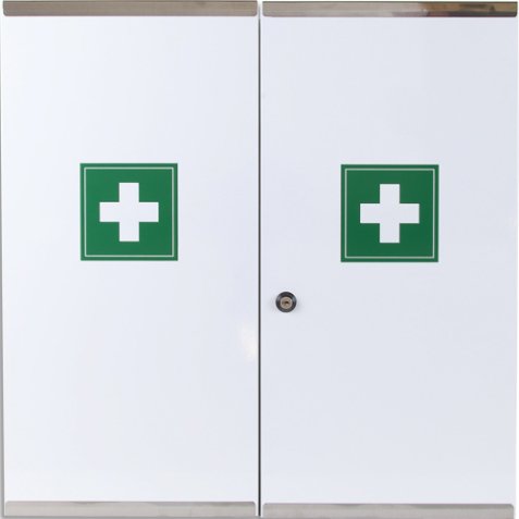 Armoire à Pharmacie 2 portes double en metal, serrure à clé 53 x 53 x 20 cm