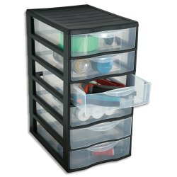 Tour plastique Orgamix 6 tiroirs. 36,5xh50x26cm Système d'arrêt à l'ouverture