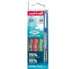 Roller uniball ocean care ecriture moyenne pointe 0,7mm encre liquide coloris         assortis pochette 4 unites