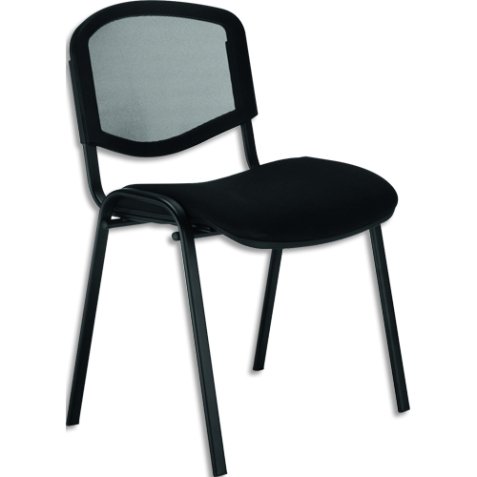 Chaise 4 pieds empilable ISO mesh noire, assise tissu, dossier résille