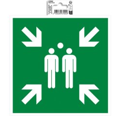 Panneau PVC adhésif Point de rassemblement 20x20 cm - Vert
