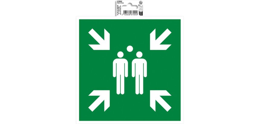 Panneau PVC adhésif Point de rassemblement 20x20 cm - Vert