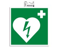 Panneau PVC adhésif antidérapant Défibrilateur 20x20 cm - Vert