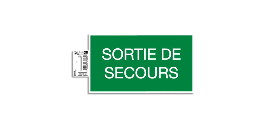 Panneau PVC adhésif antidérapant Issue de Secours 20x11 cm - Vert