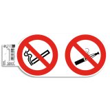 Panneau PVC adhésif antidérapant Interdit de vapoter et de fumer 10 cm - Rouge
