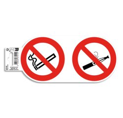 Panneau PVC adhésif antidérapant Interdit de vapoter et de fumer 10 cm - Rouge