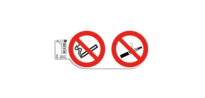 Panneau PP adhésif antidérapant Interdit de vapoter et de fumer 10 cm - Rouge