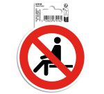 Panneau PVC adhésif antidérapant Interdit de s'assoir 10 cm - Rouge
