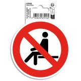 Panneau PVC adhésif antidérapant Interdit de s'assoir 10 cm - Rouge