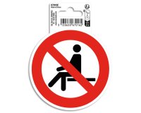 Panneau PVC adhésif antidérapant Interdit de s'assoir 10 cm - Rouge