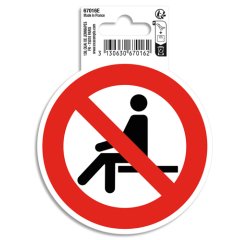 Panneau PVC adhésif antidérapant Interdit de s'assoir 10 cm - Rouge