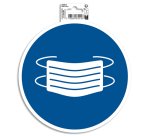 Panneau adhesif exacompta pvc antiderapant masque           obligatoire 20cm coloris bleu