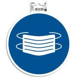 Panneau PVC adhésif antidérapant Masque obligatoire 20 cm - Bleu