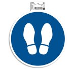 Panneau PVC adhésif antidérapant Obligation arrêt 20 cm - Bleu