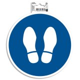 Panneau PVC adhésif antidérapant Obligation arrêt 20 cm - Bleu