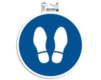 Panneau PVC adhésif antidérapant Obligation arrêt 20 cm - Bleu