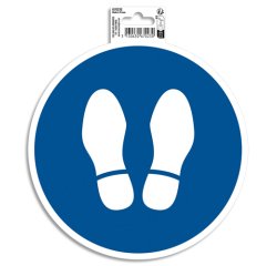 Panneau PVC adhésif antidérapant Obligation arrêt 20 cm - Bleu