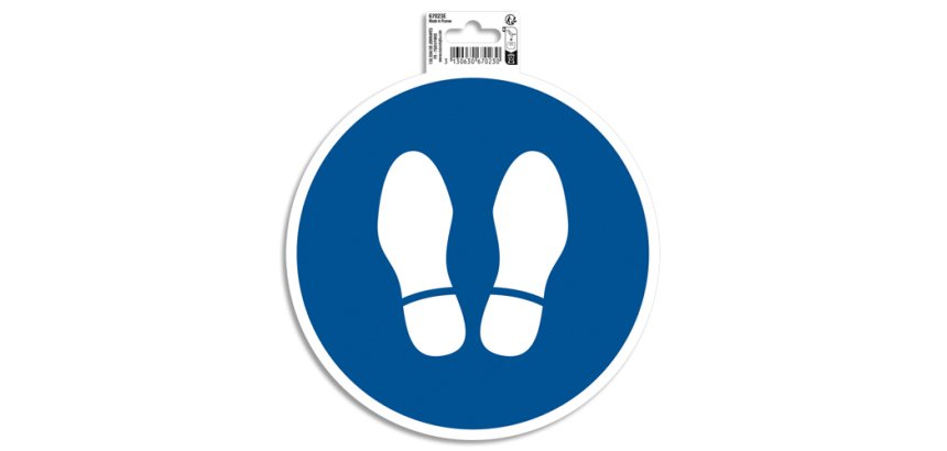 Panneau PVC adhésif antidérapant Obligation arrêt 20 cm - Bleu