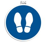 Panneau PVC adhésif antidérapant Obligation arrêt 35 cm - Bleu