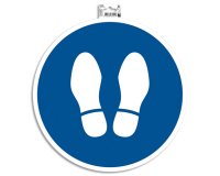 Panneau PP adhésif antidérapant Obligation arrêt 35 cm - Bleu