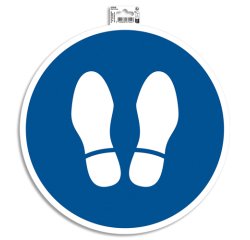 Panneau PP adhésif antidérapant Obligation arrêt 35 cm - Bleu