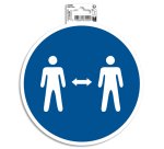 Panneau adhesif exacompta pvc antiderapant gardez vos       distances 20cm coloris bleu