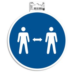 Panneau adhesif exacompta pvc antiderapant gardez vos       distances 20cm coloris bleu