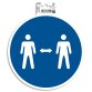 Panneau PVC adhésif antidérapant Gardez vos distances 20 cm - Bleu