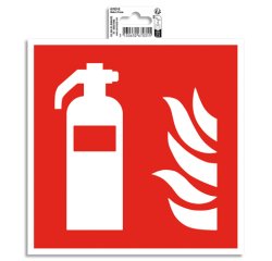 Panneau PVC adhésif antidérapant Extincteur 20x20 cm - Rouge