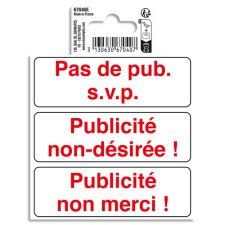 Panneau PVC adhésif antidérapant Publicité interdite 10 cm 67040E