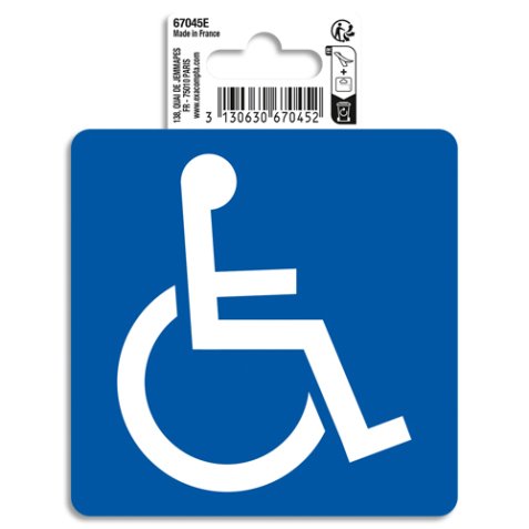 Panneau PVC adhésif antidérapant Accès handicapés 10 cm - Bleu