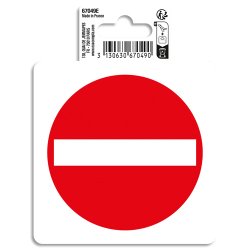 Panneau PVC adhésif antidérapant Sens interdit 10 cm - Rouge