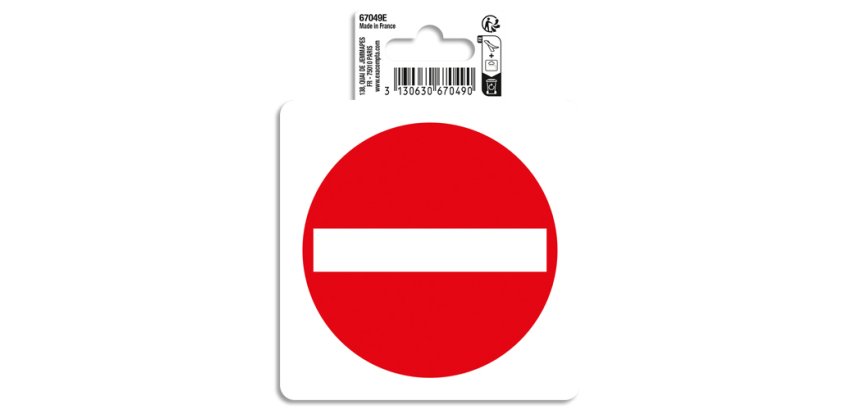 Panneau PVC adhésif antidérapant Sens interdit 10 cm - Rouge