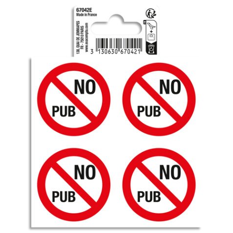 Panneau PVC adhésif antidérapant No pub (4x) 10 cm 67042E