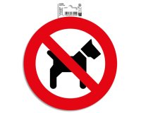 Panneau PP adhésif antidérapant Interdit aux chiens 20 cm - Rouge