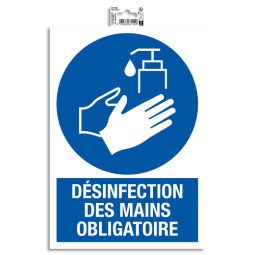 Panneau PVC adhésif antidérapant Désinfection obligatoire 23 x 33 cm 67119E