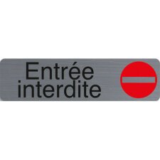 Plaque adhésive imitation aluminium Entrée interdite 16,5X4,4 cm 67152E