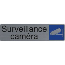 Plaque adhésive imitation aluminium Surveillance camera 16,5X4,4 cm 67153E