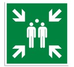 Panneau polypropylène non adhésif Point de rassemblement 30x30 cm - Vert