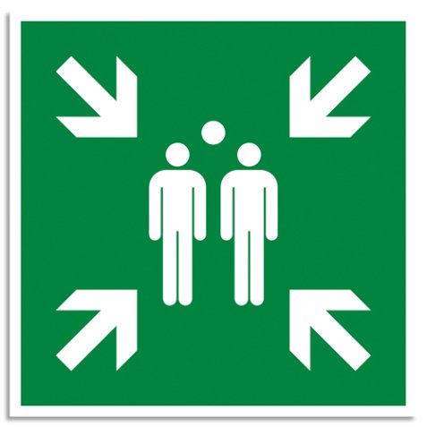 Panneau polypropylène non adhésif Point de rassemblement 30x30 cm - Vert