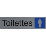 Plaque adhésive imitation aluminiumToilettes homme 16,5X4,4 cm 67159E