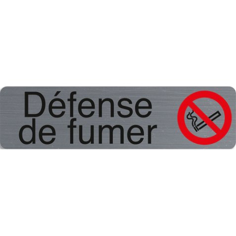 Plaque adhésive imitation aluminium Défenser de fumer 16,5X4,4 cm 67160E